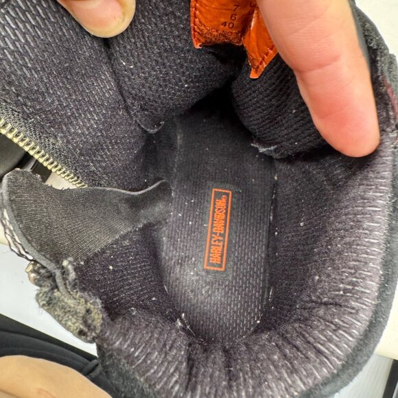 Harley Davidson 94011 Black chunky Grunge Metal Logo Motorcycle Boots Men’s sz 7 - Picture 9 of 11